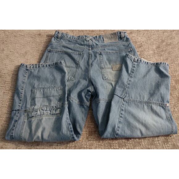 Vintage Southpole Baggy Jeans Size 38 Distressed Pockets Patchwork Rare - Picture 7 of 15